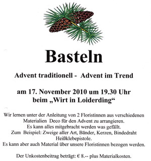 Adventbasteln beim GBV Irschenberg